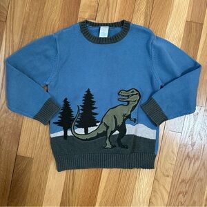 Boys Knit Sweater Gymboree 2012 Dinosaur Tracker Line size 5/6 Blue Green Dino